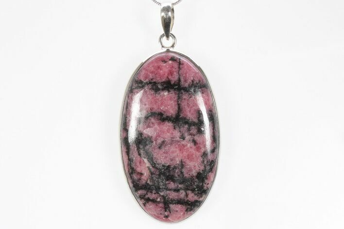 Polished Rhodonite Pendant - Sterling Silver #238634